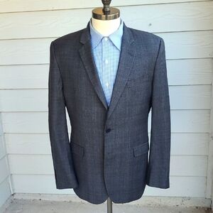 DUCKIE BROWN Recent Canada Grey Red Plaid Wool Sz 44 R Mens Sport‎ Coat Blazer